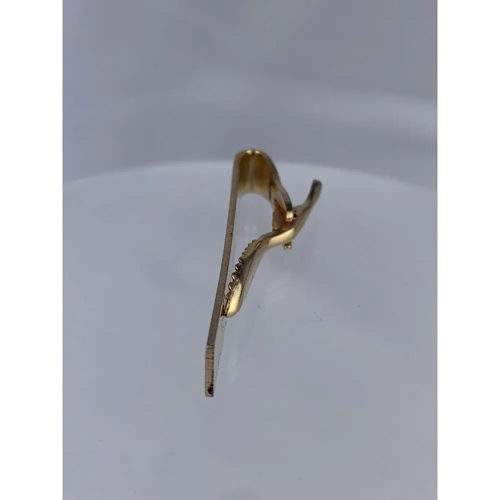 Retro Scroll Swoop Gold Tone Tie Clip Bar Flex Let Quality Vintage